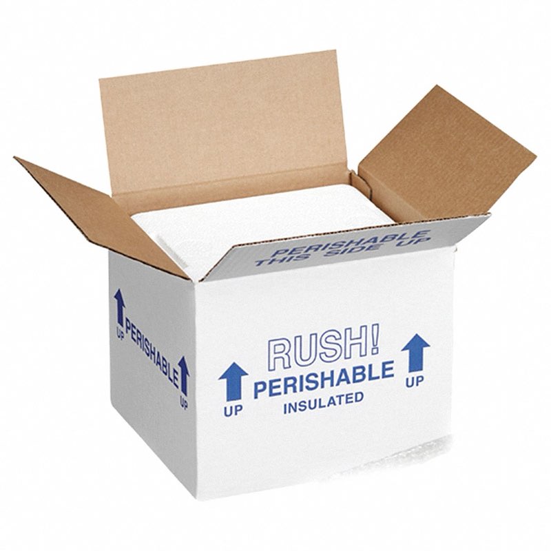 Insulated Shipping Container: 6 in x 5 in x 6 1/2 in, 1.25 in Insert Wall Thick, Cardboard, 2 PK