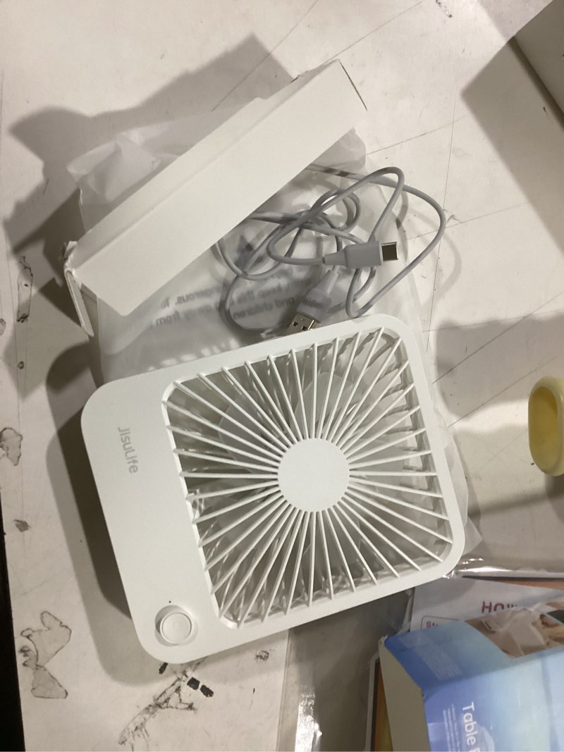 Condition photo showing Good Condition for JISULIFE Desk Fan Battery Rechargeable, 4500mAh 180°Foldable Portable Personal Fan, 4 Speeds Adjustable Long Battery-life for Home Office Travel Outdoor Gifts for Women Men-White White 4500mAh