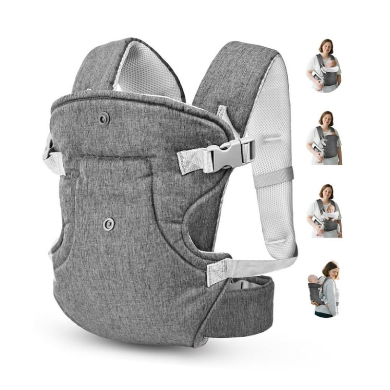 rupoun baby carrier, convertible soft & cool baby carrier, 4-position, gray, for child, infant, newborn