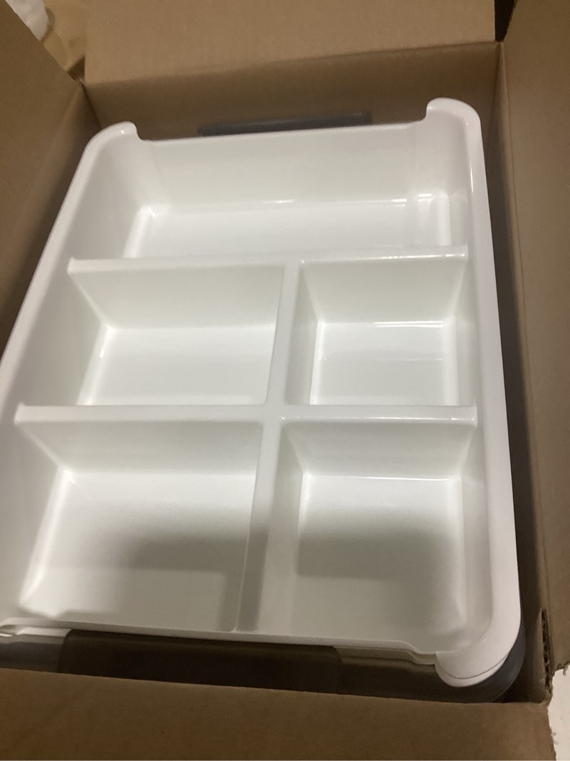 Condition photo showing Good Condition for iris usa plastic stacking desk top 3-drawer storage organizer, 2-pack, for makeup vanity nail polish bathroom stationery art craft supplies kitchen office garage and small organization, medium, white medium - 2 pack white