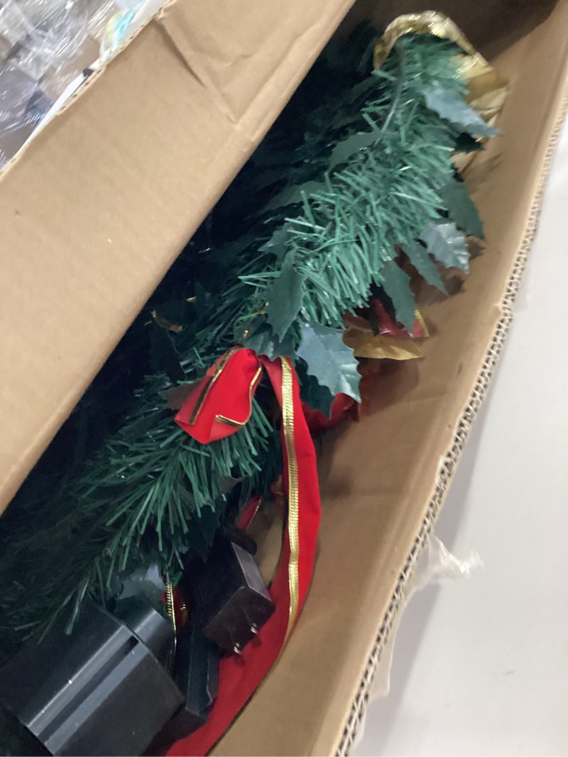 Condition photo showing Good Condition for 6.5 Ft Prelit Full Pop up Christmas Tree with Timer 8 Mode 200 Warm Lights, Ornaments, Red&Gold Ribbon, Flowers, Bows,UL Plug Powered, Fire-Resistant Collapsible Outdoor Indoor Holiday Party Decor 6.5 Ft Green Tree with Warm Lights