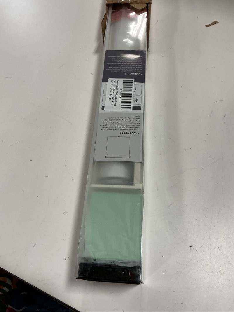 Condition photo showing Good Condition for AOSKY Blackout Roller Shades Cordless Blinds for Windows, Free-Stop Shades with Valance, Thermal Insulated Fabric, UV Protection, Blinds for Home and Office (30" W x 72" H, Linen Beige Linen Beige 30"W x 72"H