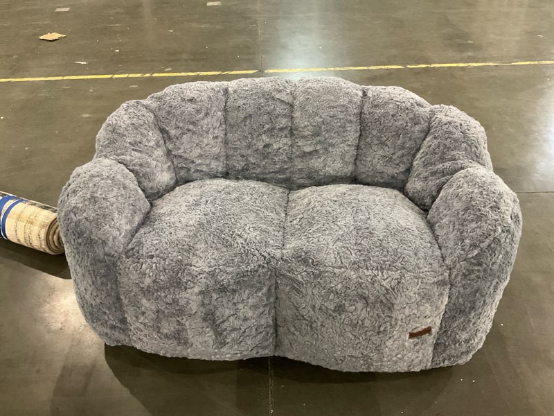 Condition photo showing Good Condition for MAXYOYO Bean Bag Chair for Adults, Loveseat Floral Shaped Bean Bag Sofa, Ultra Soft Love Seat Mini Sofa Couch, Faux Fur Reading Chair for Living Room Bedroom, Dark Grey Loveseat Dark Grey