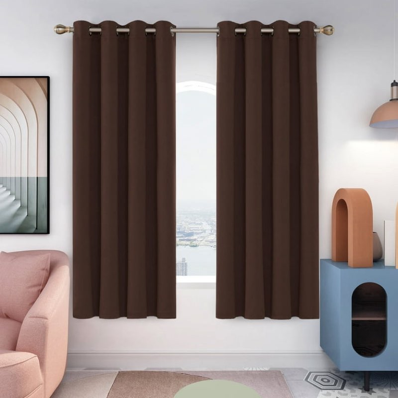 Deconovo Black Out Curtains Set of 2, 63 inches long - Grommet Room Darkening Thermal Insulated Curtains for Bedroom (52x63 inch, Chocolate, 2 Panels)