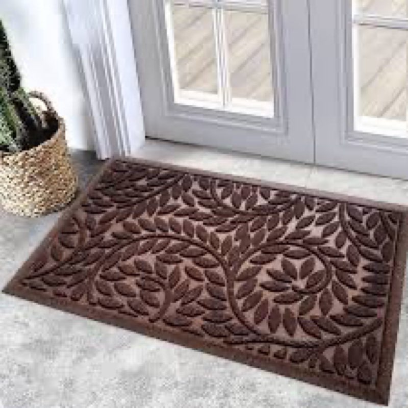#fE-Buli jojo Front Door Mat Outdoor Entrance, Durable Heavy Duty Welcome Mat, Thick Absorbent Natural Kubber Non Slip Mat, Welcome Entryway Rug Brown 47'x32\"