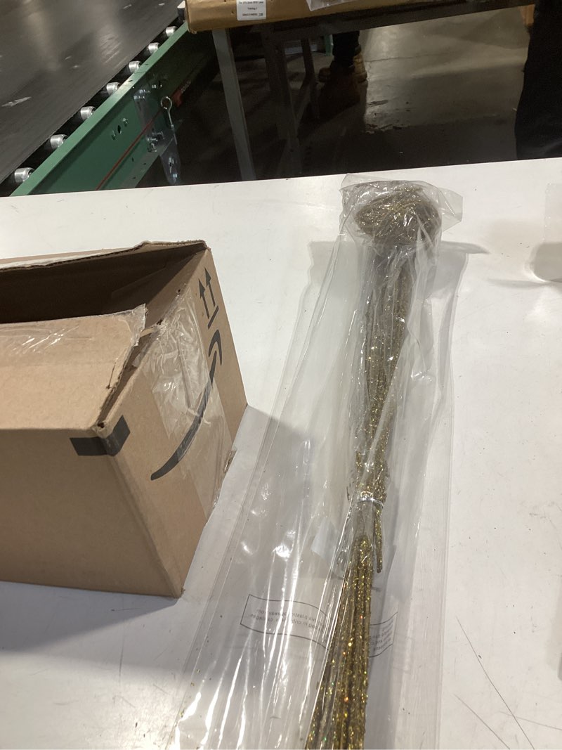 Condition photo showing Good Condition for WILLBOND 30 Pieces Curly Ting Branches Ting Glitter Branches Vase Filler Floral Crafts Home Decoration for Home Office Party Hotel Restaurant Patio or Yard Decor(Gold)
