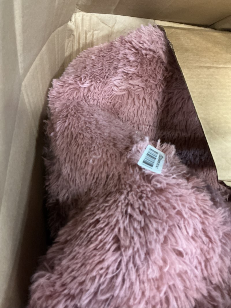 Condition photo showing As Is for amdrebio blush pink area rugs for girls bedroom kids room, 5x7 fuzzy furry fluffy kawaii rugs for li
