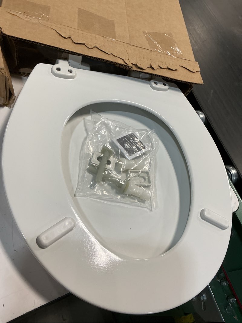 Condition photo showing Good Condition for mayfair cassel slow close toilet seat, easy clean, non slip premium wood seat, easy install, made in usa, round, white round 1 - toilet seat