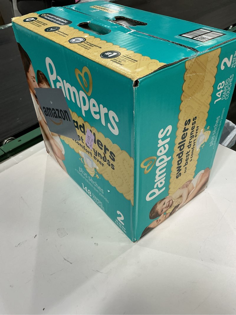 Condition photo showing New/Like New for Pampers Swaddlers Diapers, Size 2 (10-22 lbs), 148 Count, Absorbent, Keeps Baby Dry and Comfortable, Skin Safe Disposable Baby Diaper Size 2 148
