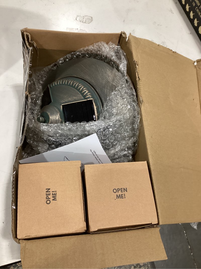 Condition photo showing Good Condition for goodeco solar barn lights with motion sensor for outside - 2 pack bronze | 4 high-efficiency solar panels, clear glass warm white led edison bulb, ideal for patio, porch, barn, or chicken coop bronze 2