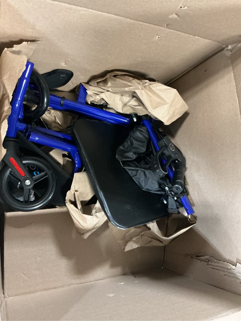 Condition photo showing As Is for Foldable Rollator Walker with Seat for Seniors, Easy Folding & One-Hand Carry, Walkers for Seniors-All-Terrain Wheels, Height Adjustable Lightweight Rolling Walker for Elderly, Blue