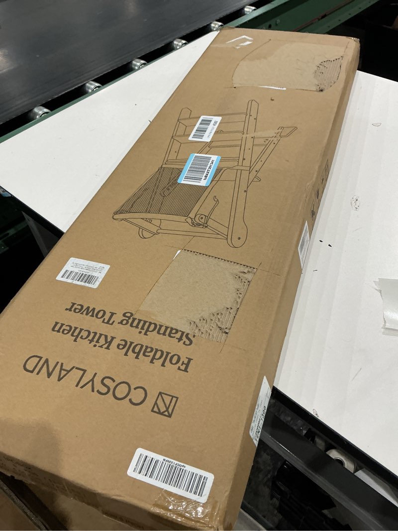 Condition photo showing Good Condition for cosyland foldable toddler standing tower - adjustable height folding step stool kids toddler kitchen stool for learning and cooking - ages 18 months to 6 years with safety net natural