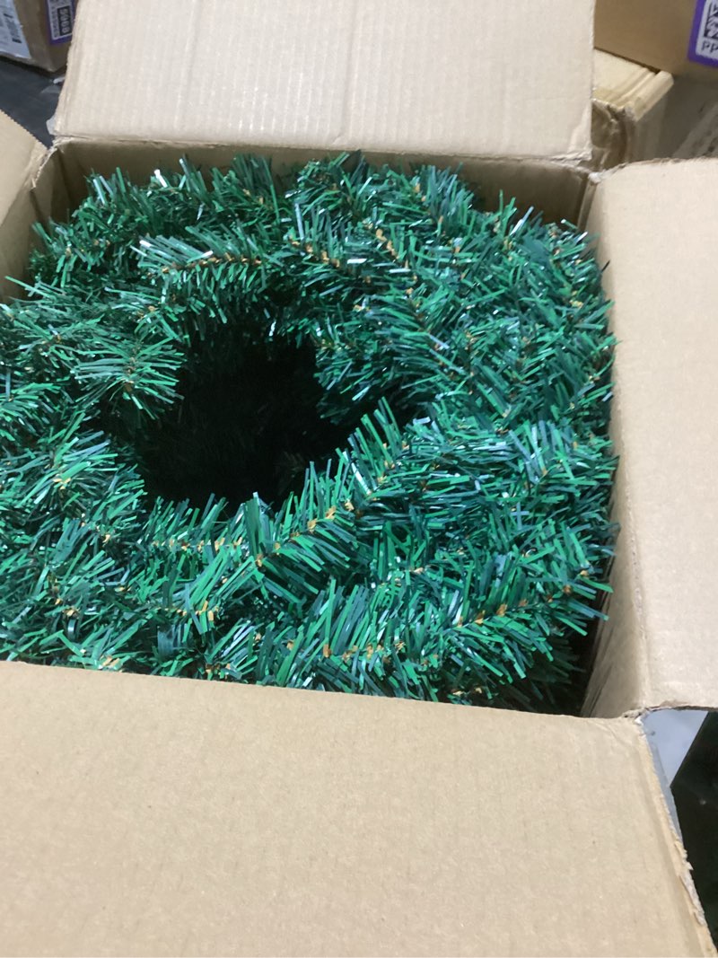 Condition photo showing New/Like New for 4 Pieces 20 inch Large Artificial Pine Wreaths with Lights, Pine Cones, Farmhouse Wreath Christmas Outdoor Green Christmas Wreaths for Windows Front Door Outside (4, 20inch) 20inch 4
