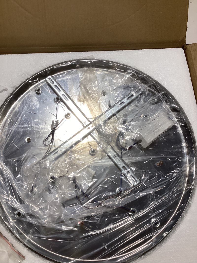 Condition photo showing New/Like New for FRIXCHUR Crystal Chandeliers LED Crystal Ceiling Light Fixture with Remote Large Flush Mount Chandelier Ceiling Light for Living Room Bedroom Kitchen (Dimmable) 17.7 Inch-Dimmable