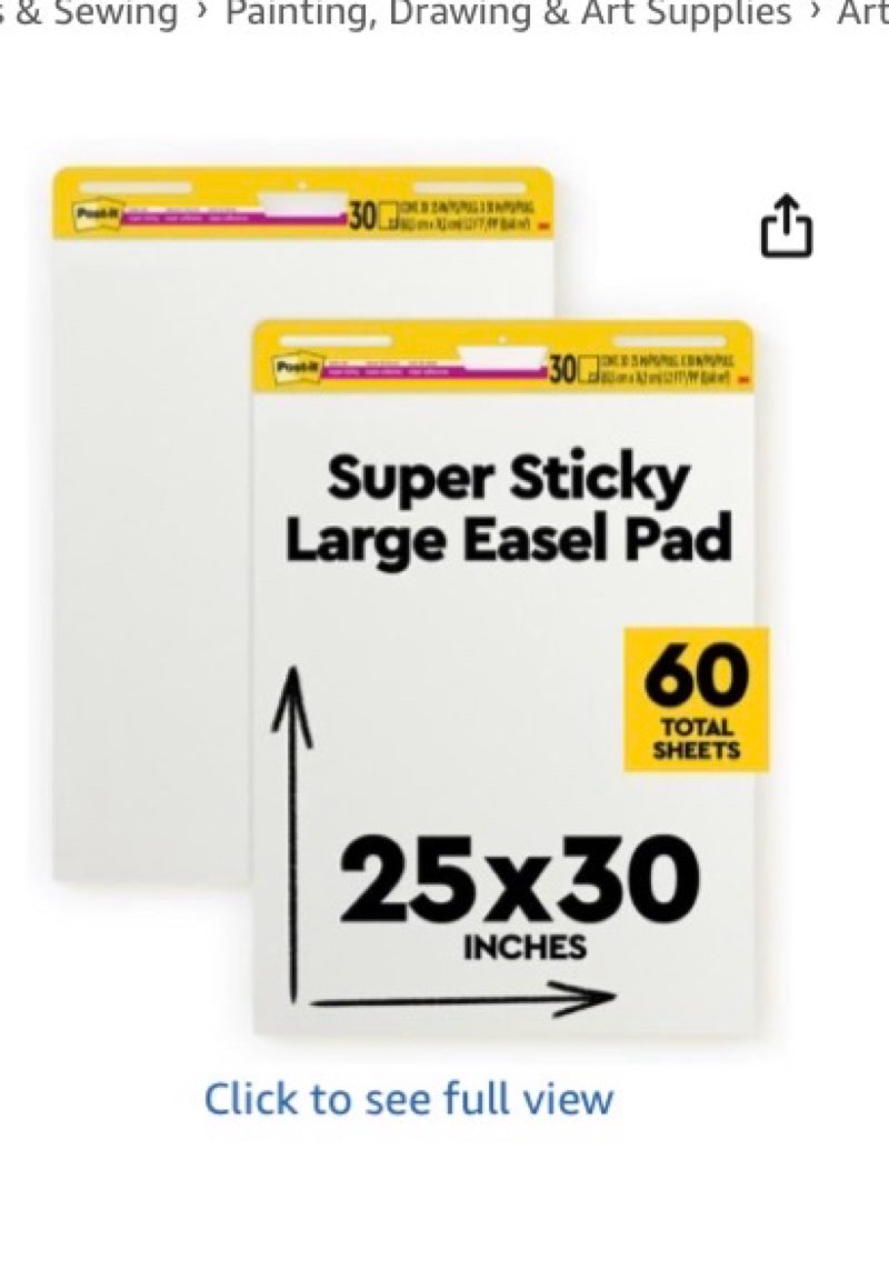 Post-it Super Sticky Easel Pad 25 in x 30 in White 30 Sheets/Pad 2 Pad/Pack Large White Premium Self Stick Flip Chart Paper Super Sticking Power (559)