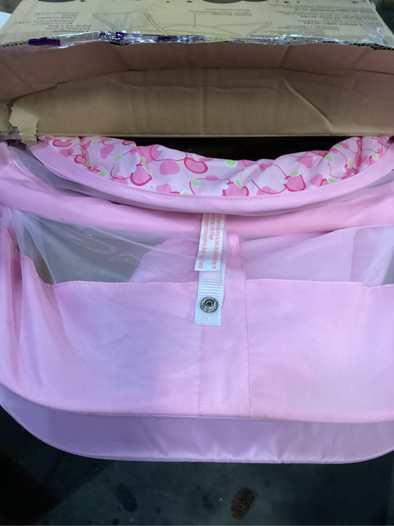 Condition photo showing Good Condition for Dream On Me Karley Bassinet in Pink, Lightweight Portable Baby Bassinet, Quick Fold and Easy to Carry, Adjustable Double Canopy, Indoor and Outdoor Bassinet with Large Storage Basket.