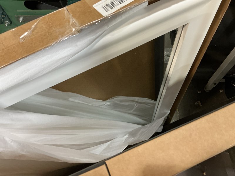 Condition photo showing Good Condition for White Bathroom Mirror 24x36 Inch, Wooden Framed Rectangle Mirrors for Wall with Tempered Glassr for Bedroom Living Room or Entryway, Vertical or Horizontal Hanging 36"L x 24"W White