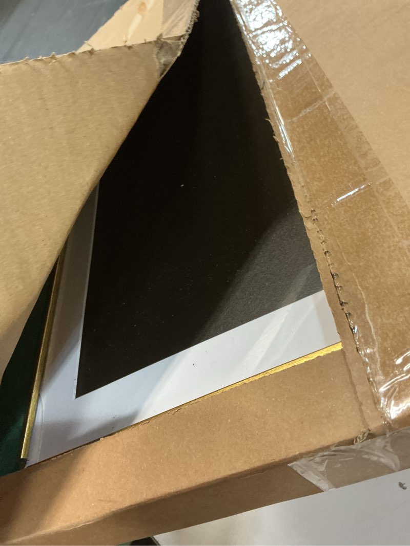 Condition photo showing As Is for suede 14x18 frame - single frame, christmas elegant green 14 x 18 poster frame with mat for 12x16, 14x18 picture frames for artwork, puzzles, photos and movie posters green 14" x 18" / 12" x 16" mat