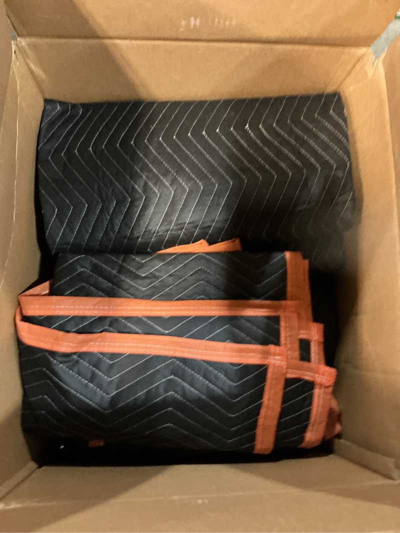 Condition photo showing As Is for SIMPLI-MAGIC 79522 Heavy Duty Padded Moving Blankets, Orange/Black, 72” x 80”, 6 Pack