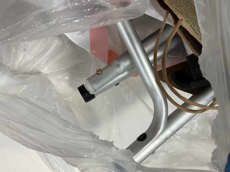 Condition photo showing As Is for Folding Walkers for Seniors with 2 Skis and 5" Wheels, Lightweight Adult Rolling Walker, Supports Up to 350 Pounds, Adjustable Height, Aluminum Standard Walker, Silver Silver with Skis