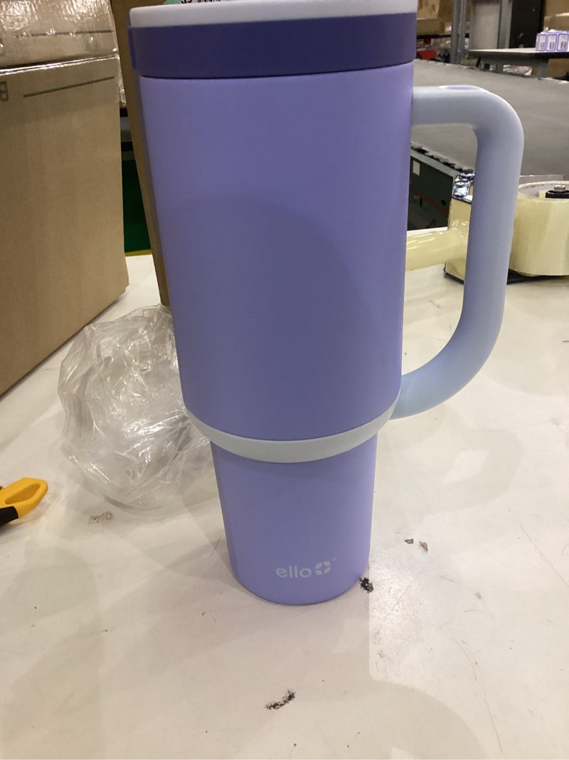 Condition photo showing New/Like New for Ello Oasis 40 oz Tumbler with Handle & Retracting Straw | Reusable Insulated Stainless Steel Cup 100% Leakproof, Gifts for Teens Women Men | Keeps cold for 20 Hours, Cup Holder Friendly, Twilight 40 Ounces Twilight Blush