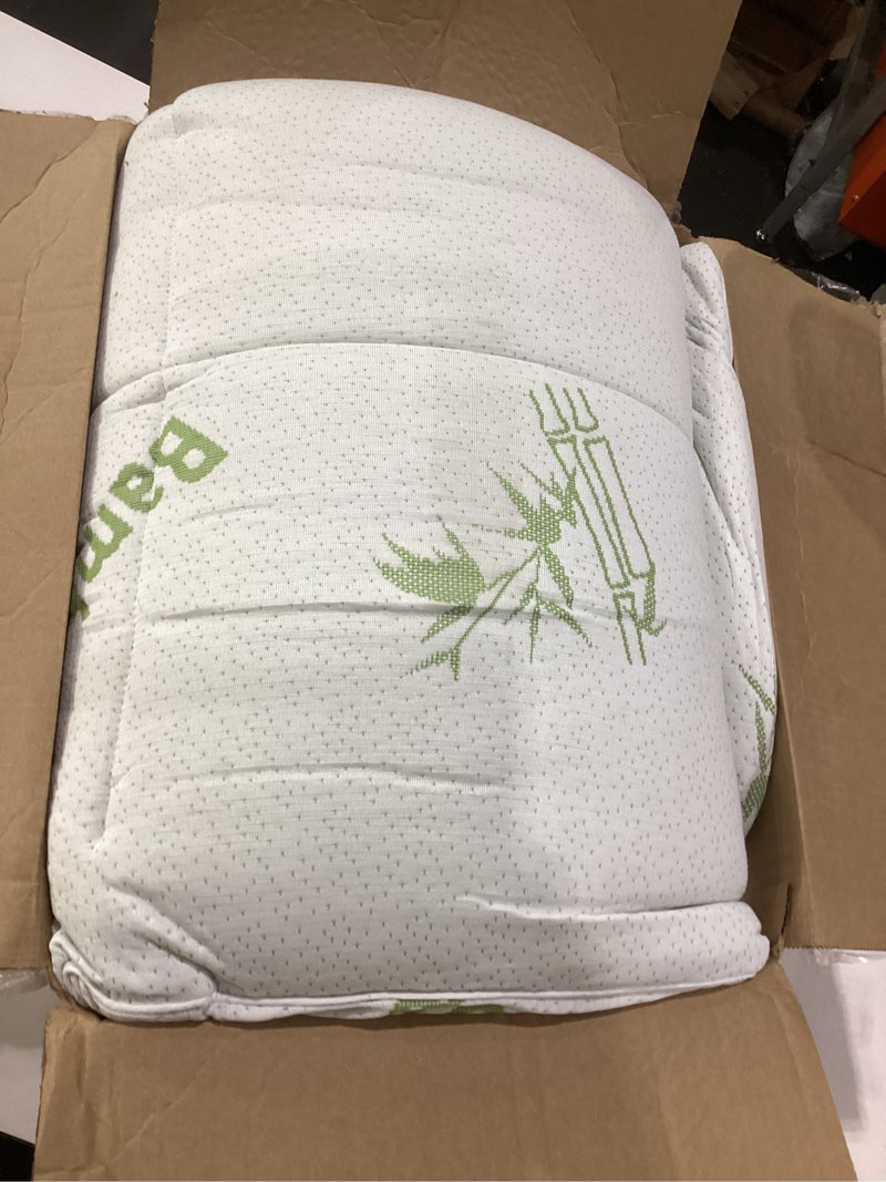 Condition photo showing As Is for mattress topper twin xl size viscose derived from bamboo, thick soft pillow top mattress pad cover for back pain, mattress protector with 8-21 inch deep pocket, white white twin xl