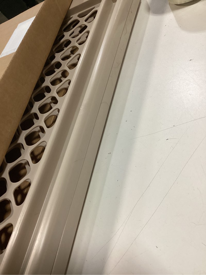 Condition photo showing As Is for Toddleroo by North States - Supergate Ergo Baby Gate: Plastic Baby Gate for Stairs & Doorways - Adjustable Indoor Safety Gate - Made in USA - 26 to 42 Inches Wide - 26 Inches Tall - Sand