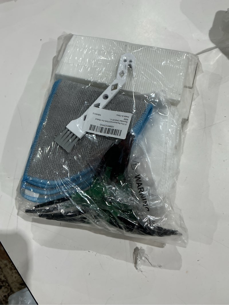 Condition photo showing Good Condition for incomplete 25 pcs replacement parts for irobot roomba 104/105 vac/ 105 combo/ q052 robot vacuum, q0520 105 accessories include 2 main brushes, 6 filters, 6 dust bags, 6 side brushes, 4 mop pads, 1 clean brush 105 replacement parts