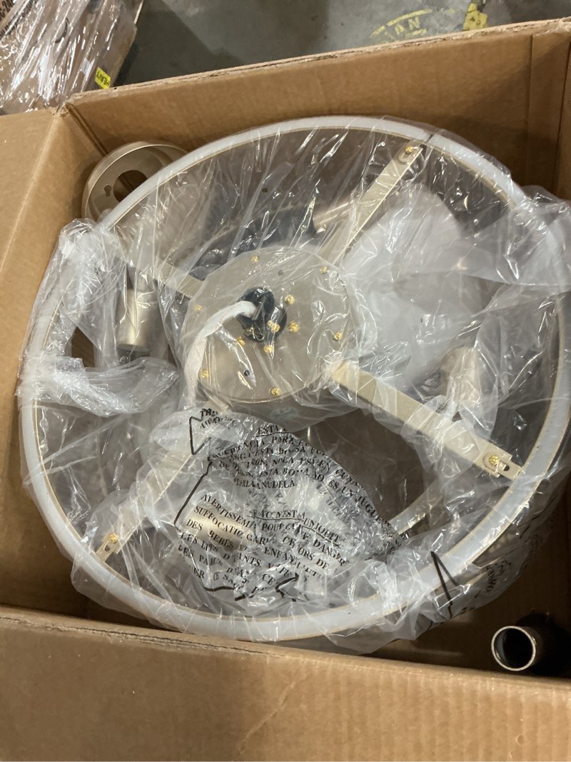 Condition photo showing New/Like New for 20" Gold Crystal Chandelier Ceiling Fan, Gold Caged Fandelier Ceiling Fan with Light, Modern Crystal Style 6-Speed Chandelier for Bedroom, Living Room, Nursery, Foyer.