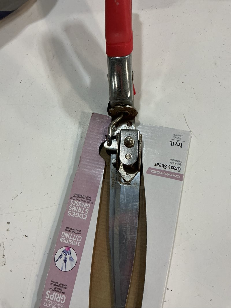 Condition photo showing As Is for corona  comfort gel grass shear - adjustable, cushioned grip, steel blades - perfect for edging, trimming, and hard-to-reach areas