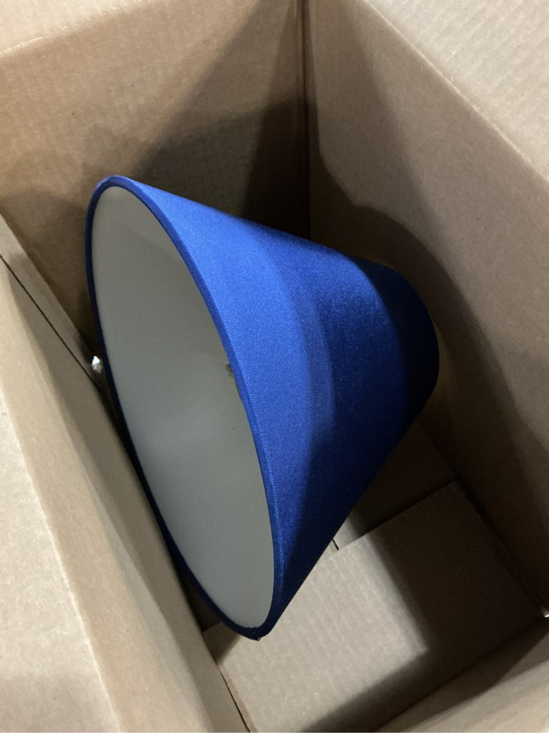 Condition photo showing Good Condition for aspen creative 56033, hardback empire transitional uno lamp shade, cobalt blue, 4" top x 10" bottom x 7" slant, slip uno 33mm navy blue