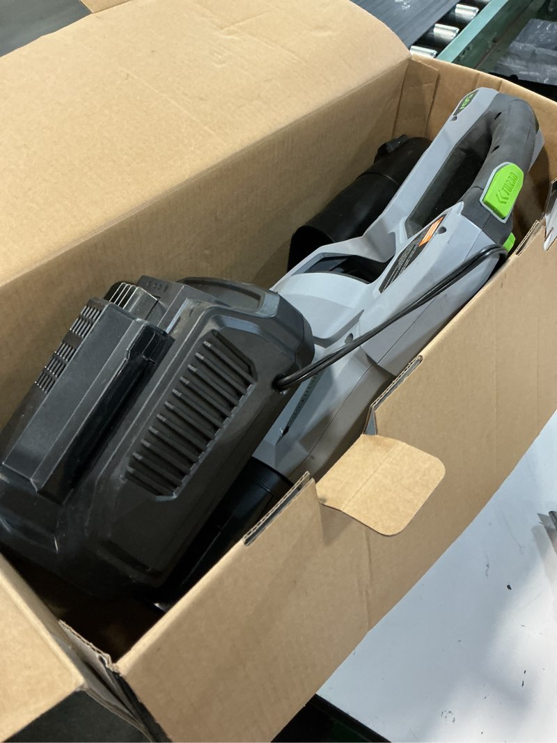 Condition photo showing As Is for ego power+ 56-volt 615-cfm 170-mph battery handheld leaf blower 2.5 ah (battery and charger included)