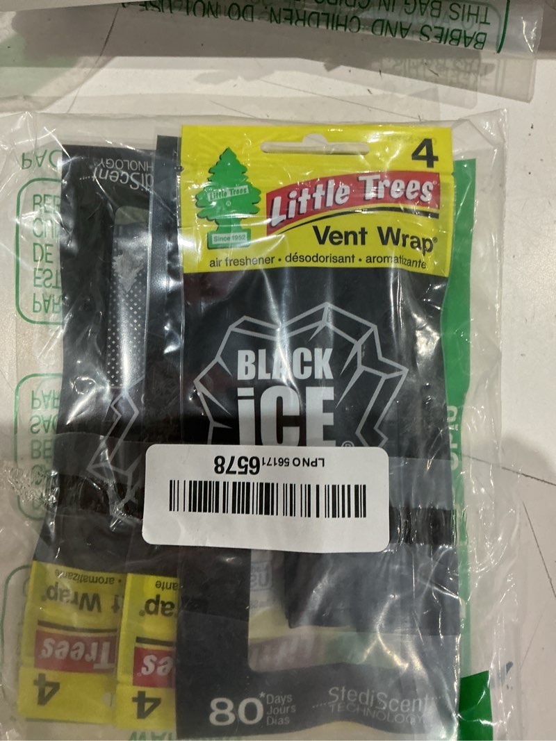 Condition photo showing Good Condition for little trees car air freshener | vent wrap provides long lasting scent, invisibly fresh | 16 air fresheners | black ice black ice 4 count (pack of 1)