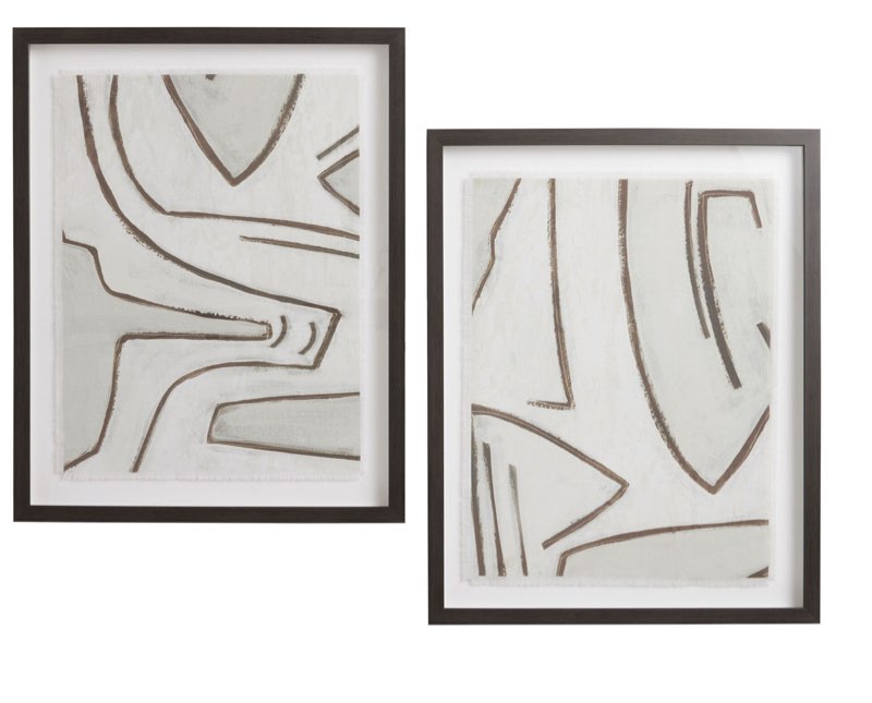 Abstract Lines Linen Framed Wall Art 2 Piece 23X17