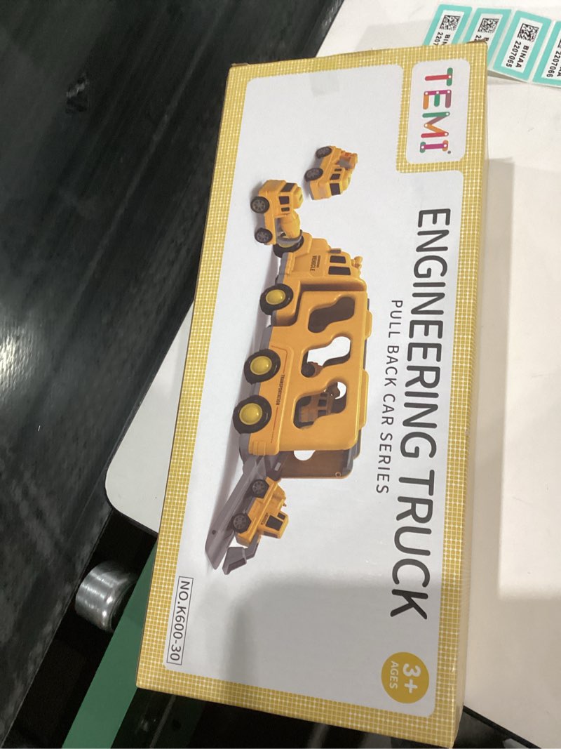 Condition photo showing Good Condition for TEMI Construction Truck Boy Toys for 3-5 Year Old Toddlers - Toys for 3 4 5 6 7 Years Old Engineering Transport Vehicle Carrier Truck, Kids Excavator Crane Gifts Toys for Boys and Girls Aged 4-6 5 in 1 Construction Truck