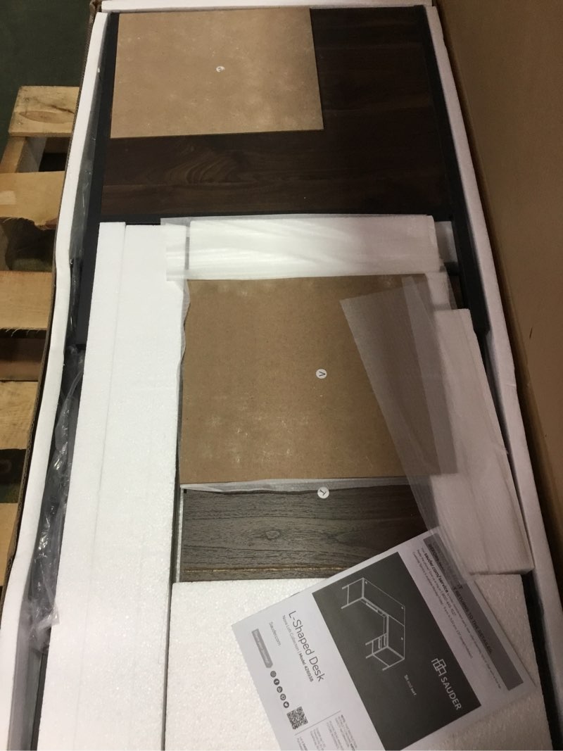 Condition photo showing Good Condition for Sauder® Nova Loft 59"W L-Shape Corner Desk, Grand Walnut