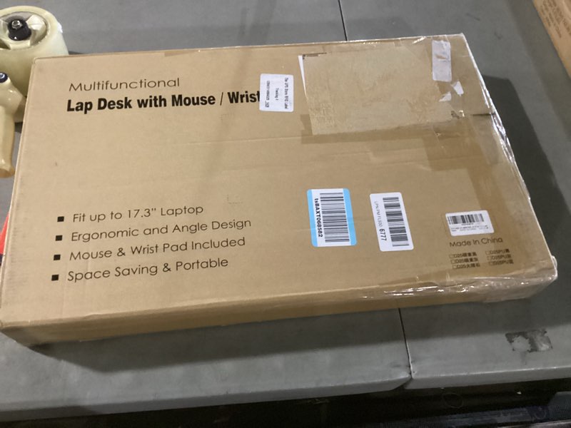 Condition photo showing As Is for extra large lap laptop desk - full pu material mouse pad gaming tray - portable lapdesk with phone holder & wrist rest for notebook, macbook, tablet, bed, sofa(black, fit up 17.3-in laptops)