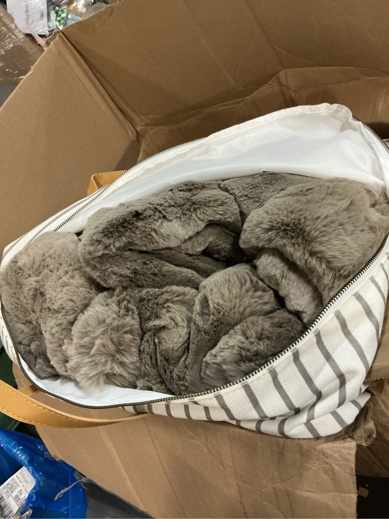 Condition photo showing Good Condition for cozy earth cuddle blanket - faux fur ultra-soft luxury throw blanket - thick & cozy oversized design for lounging or sharing - machine washable - throw 60" x 50" walnut walnut regular throw