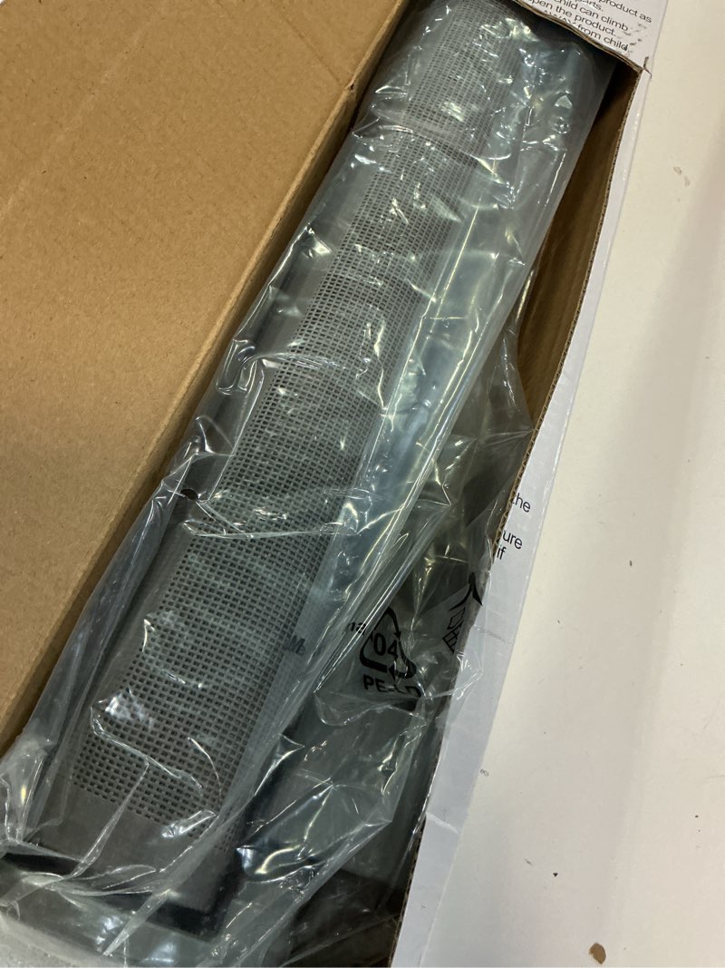 Condition photo showing New/Like New for retractable baby gates, mesh dog gate for doorways, 33.6" tall, expands to 71" wide,pet safety essential fit for baseboards, wide toddlers gates for hallways, indoor & outdoor,grey 71" wide gray