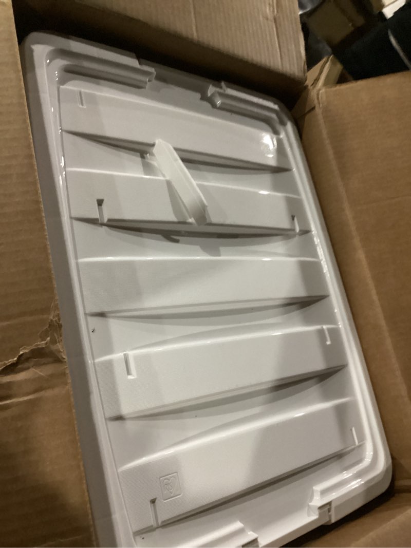 Condition photo showing As Is for (Some minor damage)IRIS USA 6-Pack 54 Quart Stackable Storage Bins with Lids [Made in USA] - Everyday Organizer Latching Clear Plastic Organization Containers Closet Bedroom Shelving Units Home Storage - Clear/White Clear 54 Qt CLR 6 Pack