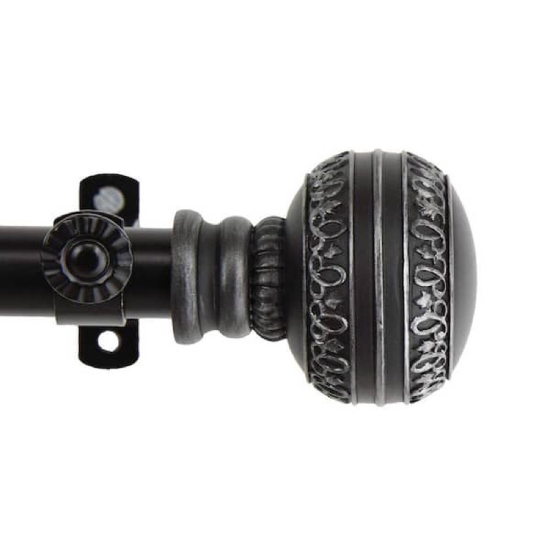 Ornament 13/16 in. Dia 48-84 in. L Corner Window Single Curtain Rod in Black