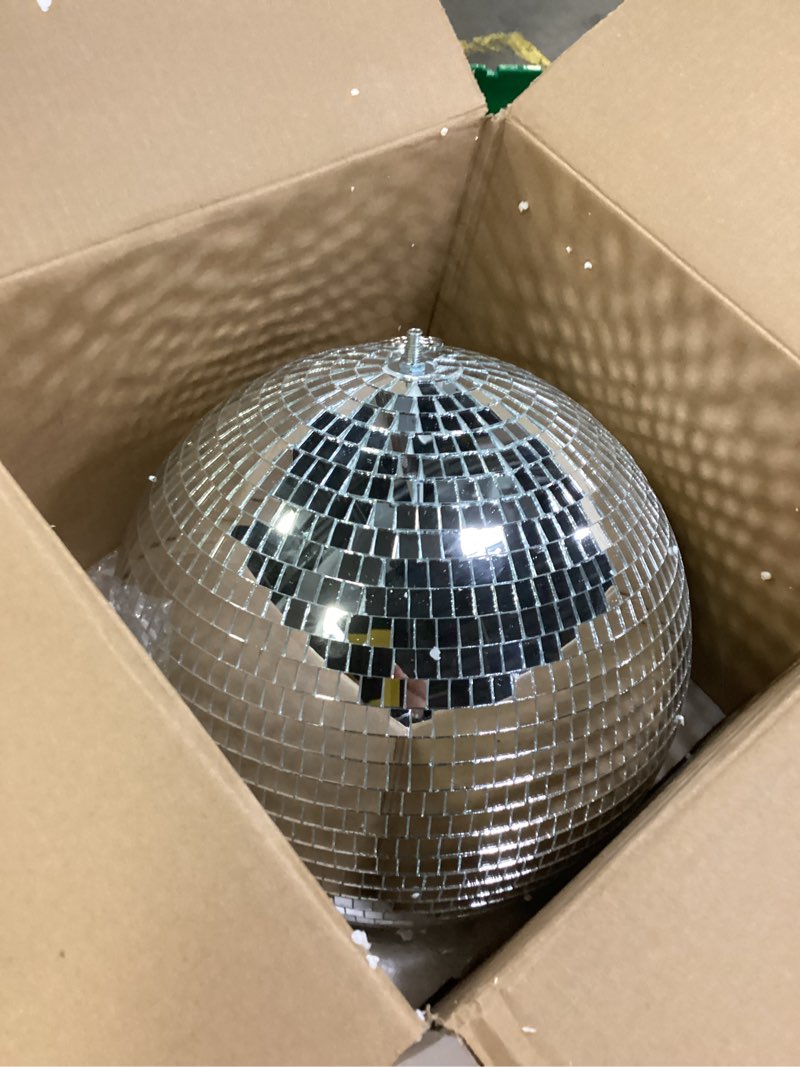 Condition photo showing Good Condition for Youdepot Disco Ball 12-Inch – Large Hanging Mirror Ball Disco Ball Decor for Disco Party Decorations, Weddings, Events, Disco Christmas Decor, and Home Celebrations 12 in