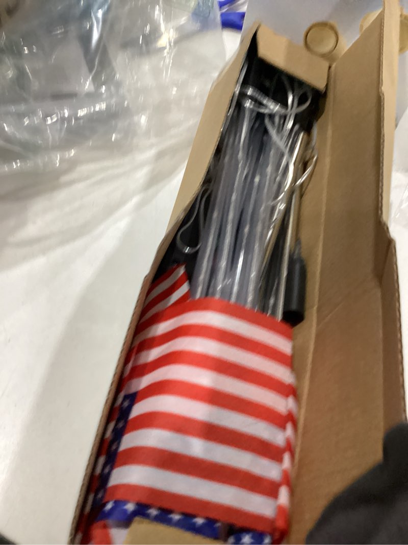 Condition photo showing Good Condition for solar american flag lights outdoor, 8 piece solar flag light set with 8 modes 4th of july decorations outdoor, red white and blue solar pathway lights for patriotic 250th anniversary garden decor