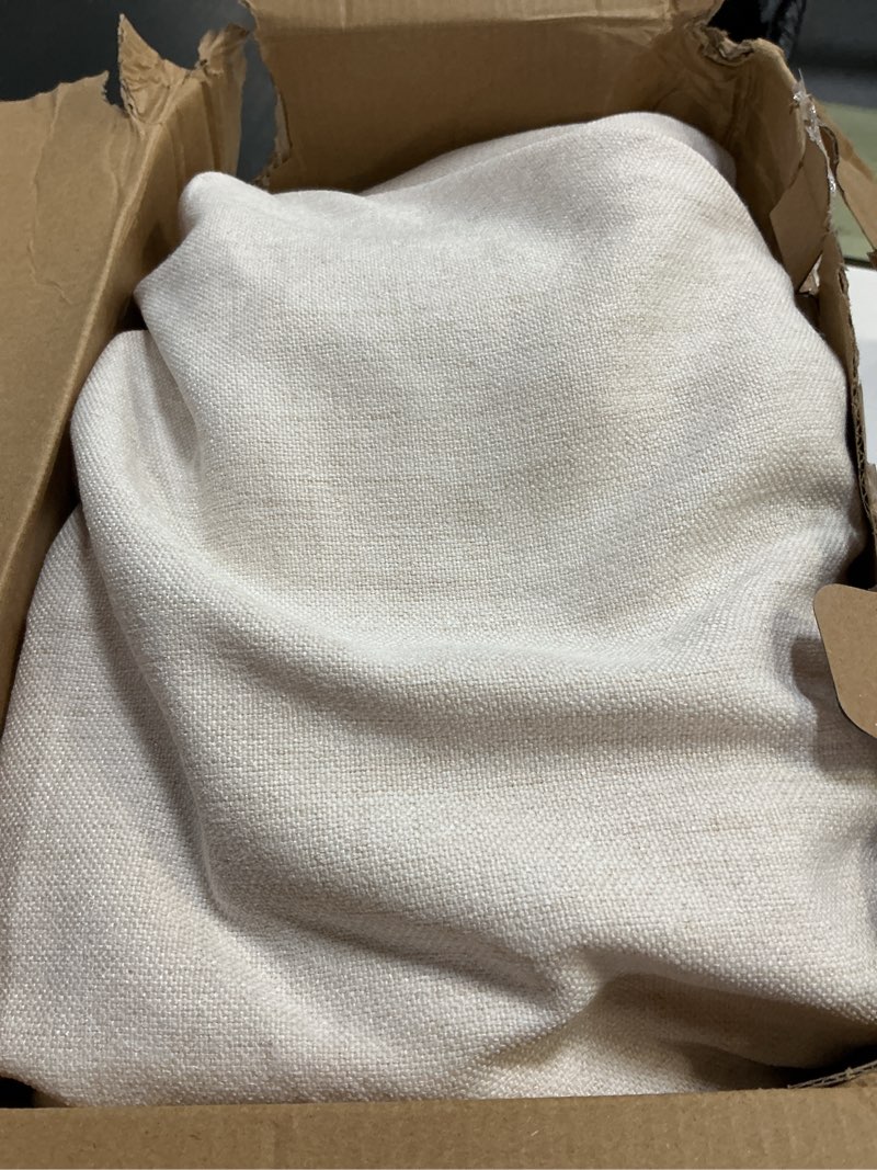 Condition photo showing As Is for miulee pinch pleated thick linen curtains 96 inches 4 panels set ivory cream back tab memory trained pinch pleat semi sheer light filtering privacy curtains window drapes for living room bedroom birch birch 40"w x 96"l (pack of 4)