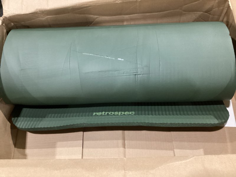 Condition photo showing As Is for Retrospec Solana Yoga Mat Thick 1/2in Non-Slip Workout Mat with Nylon Strap - 72x24in Exercise Mat for Pilates, Stretching & Fitness - BPA Free, Easy Clean Wild Spruce 1/2 inch