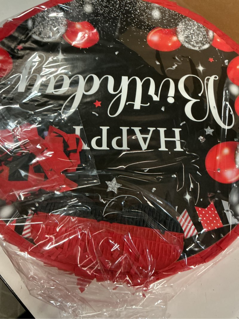 Condition photo showing Good Condition for Sinmoe Birthday Piñata with Stick Blindfold and Confetti Large Piñata for Adult Men Women Birthday Party Supplies Decoration Wedding Anniversary(Red and Black)