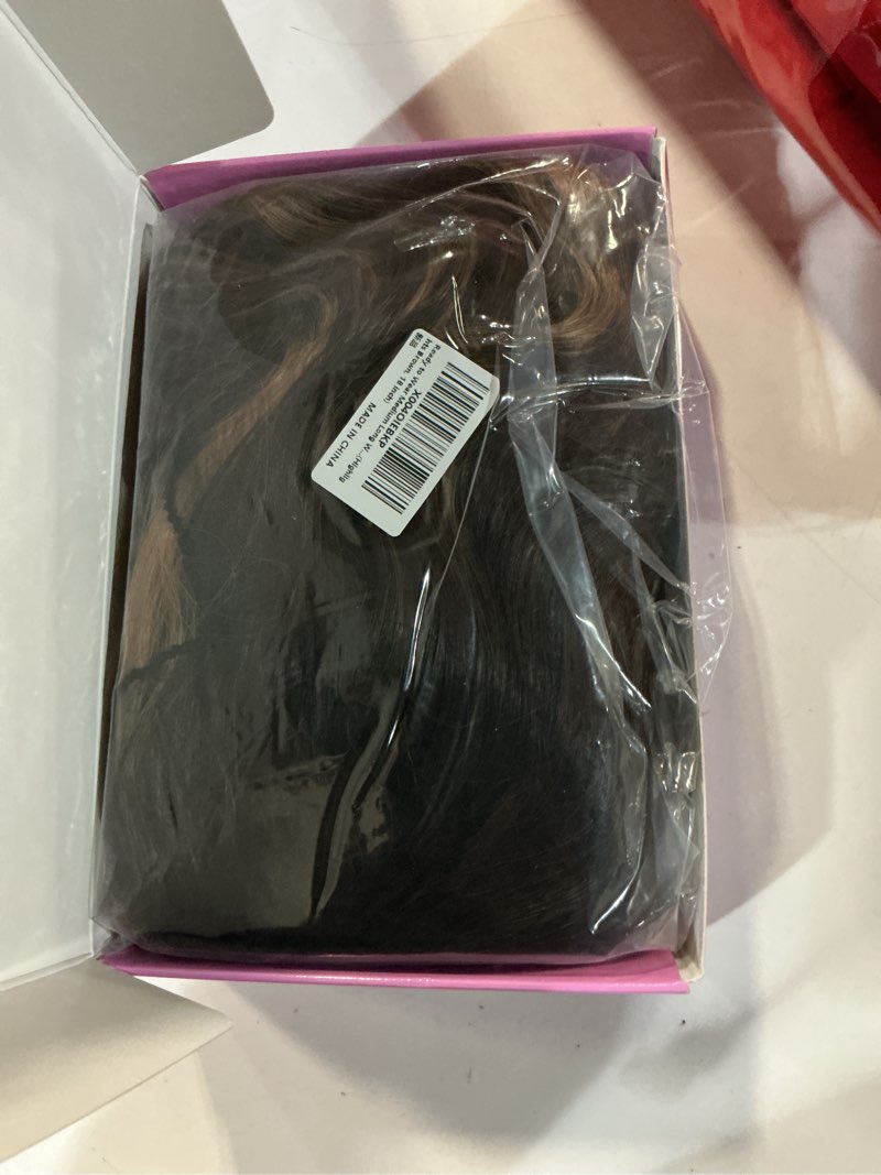 Condition photo showing Good Condition for aisi hair ?beginner friendly wigs highlights brown wig for women medium length wave curly glueless synthetic heat resistant hair wigs for daily party cosplay highlights brown 18 inch