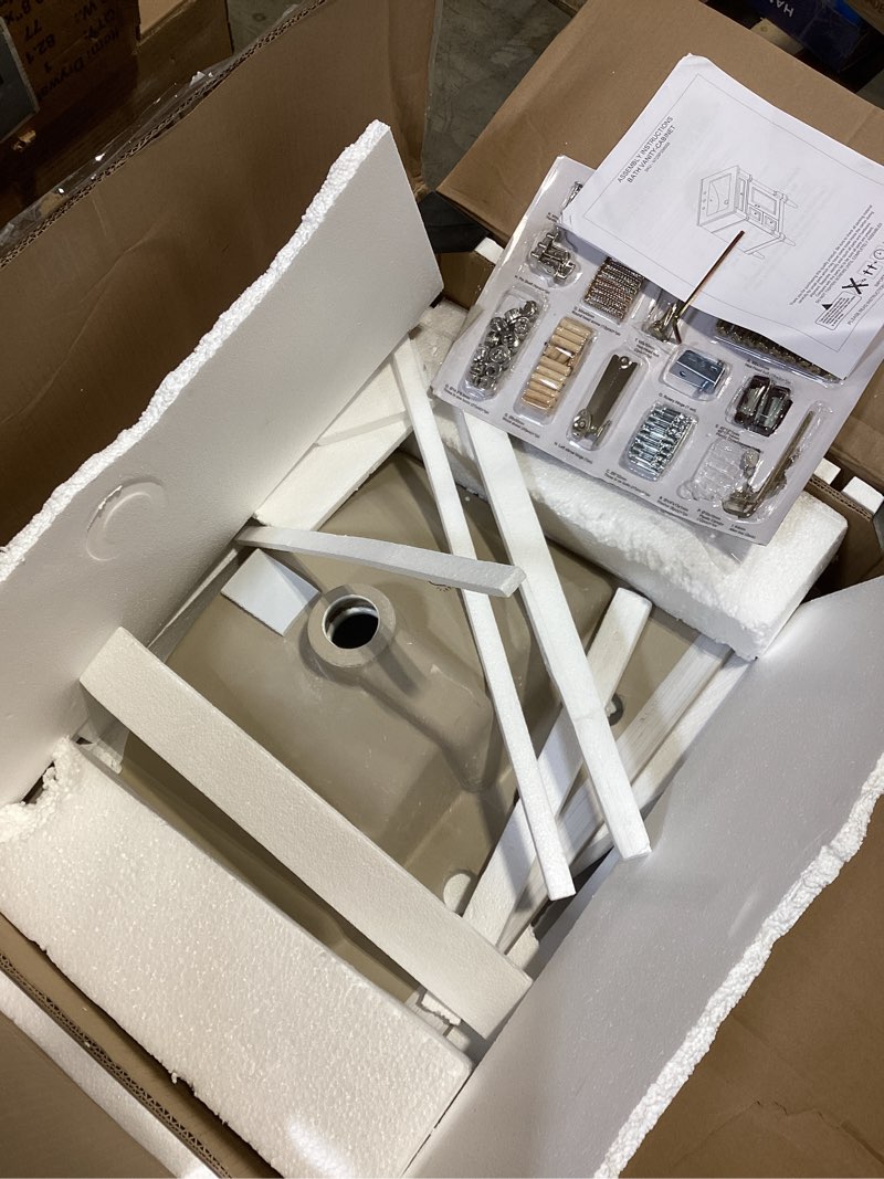 Condition photo showing Good Condition for Favfurish 20" Bathroom Vanity with Ceramic Sink and 1 Drawer,Undermount Single Basin Bath Vanity Set w/2 Magnetic Doors Stopper & Adjustable Feet,Modern Freestanding Storage Cabinet Black Black-2 20"