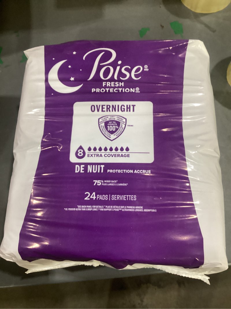 Poise Fresh Protection Overnight Extra Coverage Pads. 24 Count. Similar to Stock Photo