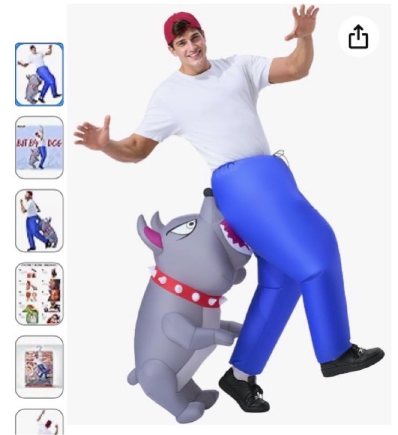 Spooktacular Creations Inflatable Dog Costumes for Adults, Biting by a Bulldog Blow up Outfit, Infla